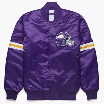 Minnesota Vikings Purple Satin Varsity Letterman Jacket - NFL
