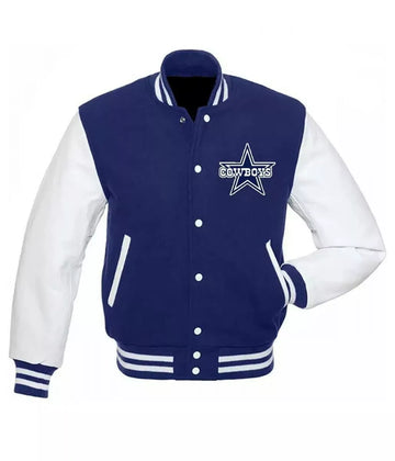 Letterman Dallas Cowboys Blue and White Varsity Jacket - NFL