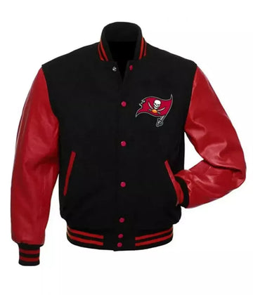 Letterman Tampa Bay Buccaneers Black and Red Varsity Jacket - NFL