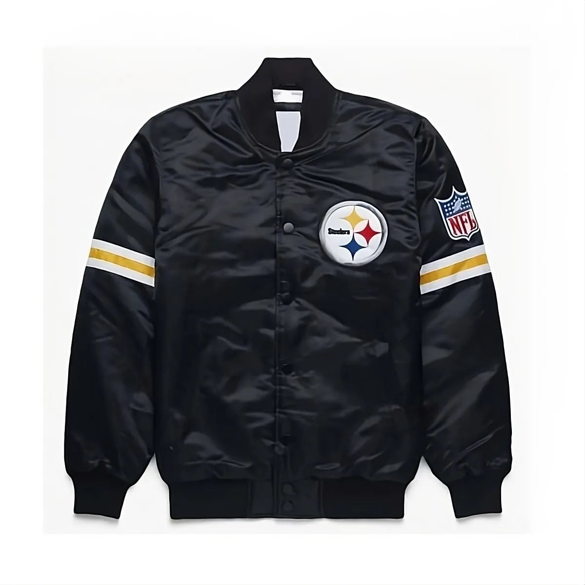 Pittsburgh Steelers Black Satin Letterman Varsity Jacket black - NFL