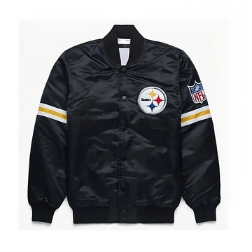Pittsburgh Steelers Black Satin Letterman Varsity Jacket black - NFL