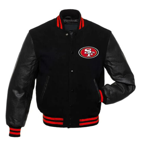 San Francisco 49ers NFL Varsity Jacket with Genuine Leather Sleeves