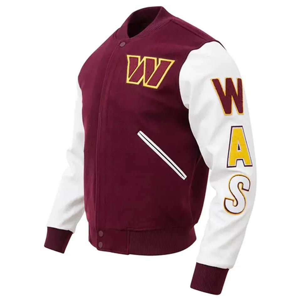 Letterman Washington Commanders Burgundy and White Varsity Jacket - NFL