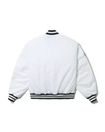 Letterman New Era NY Yankees White Satin Varsity Jacket - MLB