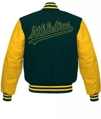Letterman Oakland Athletics Varsity Jacket Green and Yellow - MLB