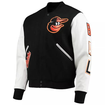 Men Letterman Baltimore Orioles Pro Standard Black and White Varsity Jacket - MLB