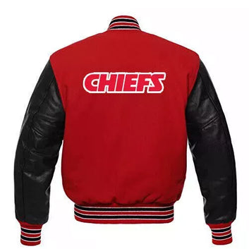 Kansas City Chiefs Varsity Jacket Wool and Genuine Leather Sleeves - NFL