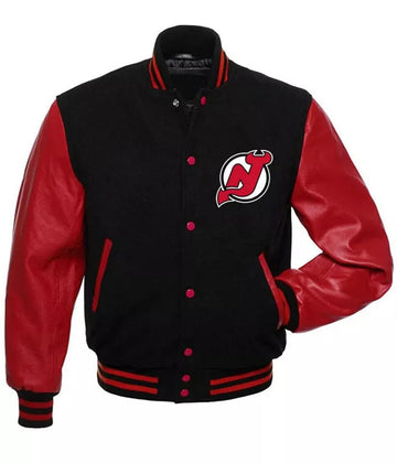 Letterman New Jersey Devils Black and Red Varsity Jacket - NHL