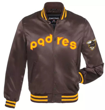 Letterman San Diego Padres Brown Full-Snap Varsity Jacket - MLB