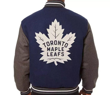 Toronto Maple Leafs Varsity Jacket Embroidered Wool – Navy & Gray