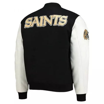 Letterman New Orleans Saints Black and White Varsity Jacket - NFL