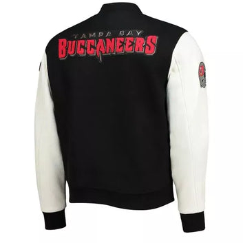 Letterman Tampa Bay Buccaneers Black and White Varsity Jacket - NFL