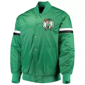 Boston Celtics Green Satin Bomber Letterman Varsity Jacket green - NBA