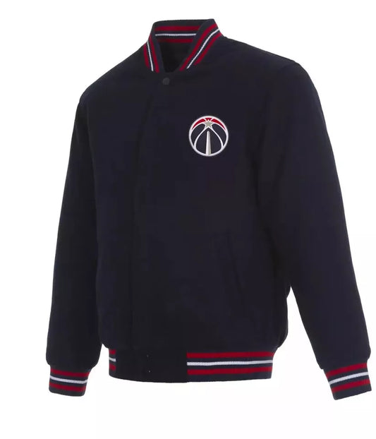Washington Wizards Navy Blue All Wool Letterman Varsity Jacket NBA