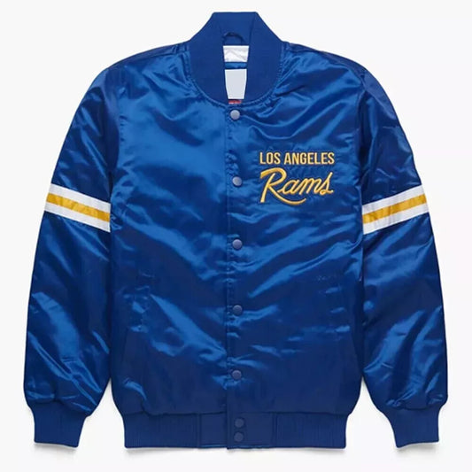 Los Angeles Rams Blue Satin Lettermen Varsity Jacket blue - NFL