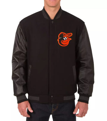 Men Baltimore Orioles Inspired Fan Black Letterman Varsity Jacket Baseball-MLB