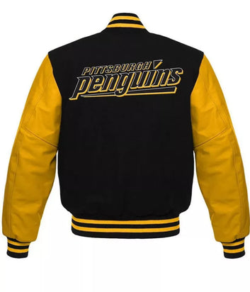 Letterman Pittsburgh Penguins Black and Yellow Varsity Jacket - NHL