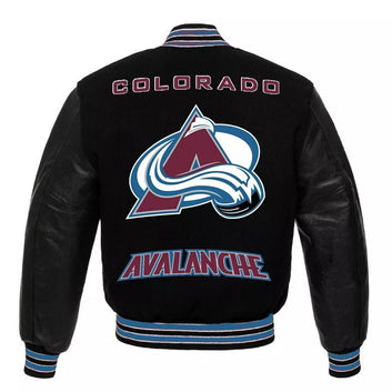 Letterman Colorado Avalanche Black Wool & Leather Vintage Varsity Jacket