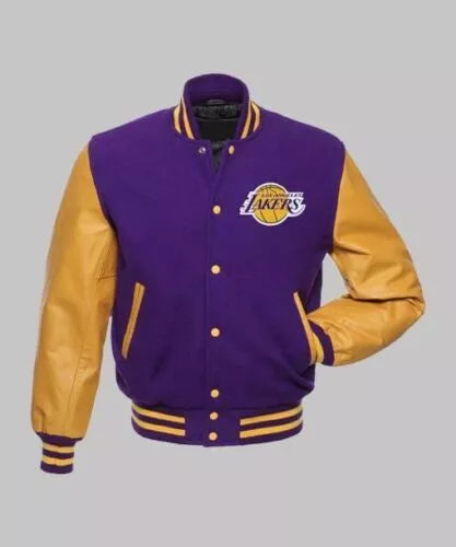 Men Letterman Los Angeles Lakers Blue and Yellow Varsity Jacket - NBA
