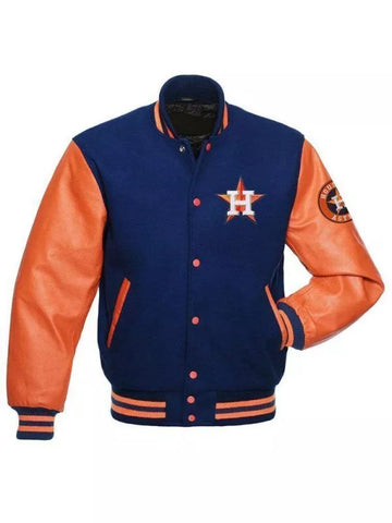 Men Letterman Houston Astros Varsity Jacket Blue & Orange - MLB