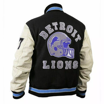 Letterman Detroit Lions Black Varsity Jacket - NFL