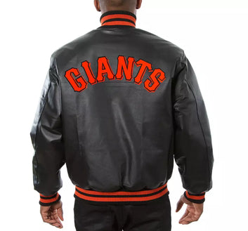 Men San Francisco Giants Black Letterman Varsity Jacket Genuine Leather - MLB