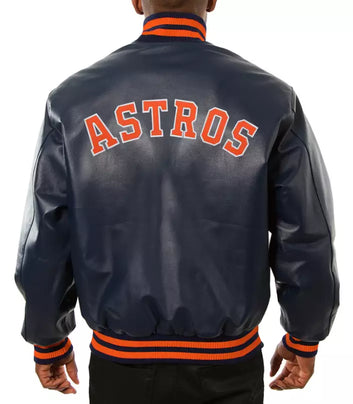 Men Houston Astros logo Letterman varsity jacket Genuine leather Baseball - MLB