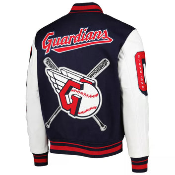 Men Letterman Cleveland Guardians Pro Standard Navy and White Varsity Jacket - MLB