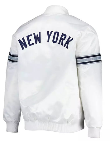 Women White New York Yankees Satin Full-Snap Varsity Jacket white - MLB