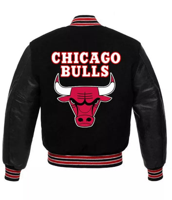 Letterman Chicago Bulls Black Varsity Jacket - NHL