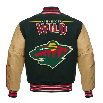 Letterman Minnesota Wild Green and harvest gold Varsity Jacket - NHL