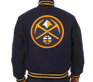 Men Letterman Denver Nuggets Navy Blue All Wool Varsity Jacket - NBA