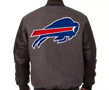 Men Letterman Buffalo Bills Charcoal and Black Varsity Jacket - NFL