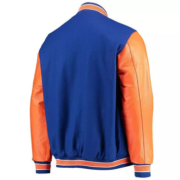 Men Letterman New York Mets Blue and Orange Varsity Jacket - MLB