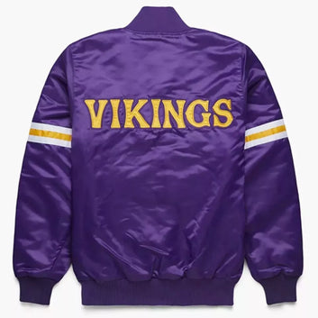 Minnesota Vikings Purple Satin Varsity Letterman Jacket - NFL