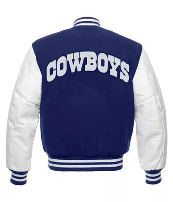 Men Letterman Dallas Cowboys Blue and White Varsity Jacket - NFL