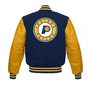 Letterman Indiana Pacers Blue and Yellow Varsity Jacket blue - NBA