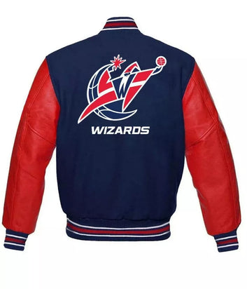 Men Letterman Washington Wizards Blue and Red Varsity Jacket - NBA