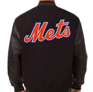 Men Letterman New York Mets Black Varsity Jacket - MLB