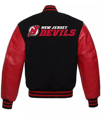 Letterman New Jersey Devils Black and Red Varsity Jacket - NHL