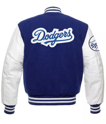 Men Letterman Los Angeles LA Dodgers Blue and White Varsity Jacket - MLB