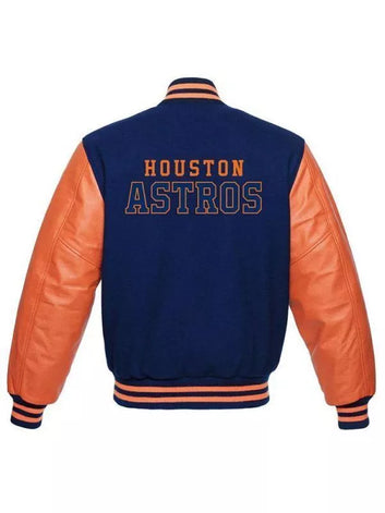 Men Letterman Houston Astros Varsity Jacket Blue & Orange - MLB