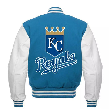 Men Letterman Kansas City Blue and White Varsity Jacket - MLB
