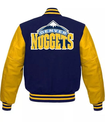 Letterman Denver Nuggets Blue and Yellow Varsity Jacket - NBA