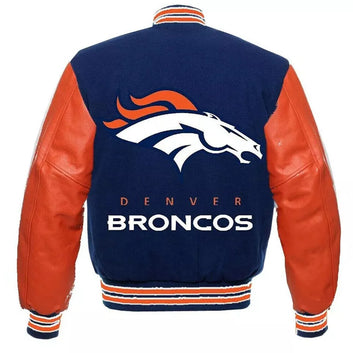Letterman Denver Broncos Blue and Orange Varsity Jacket - NFL