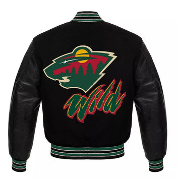 Letterman Minnesota Wild Black Varsity Jacket - NHL