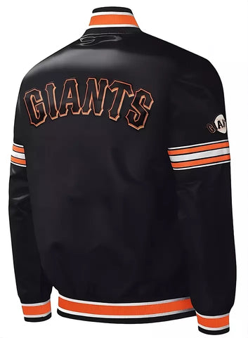 Women San Francisco Giants Starter Black Slider Satin Full-Snap Varsity Jacket - MLB