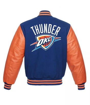 Letterman Oklahoma City Thunder Blue and Orange Varsity Jacket - NBA