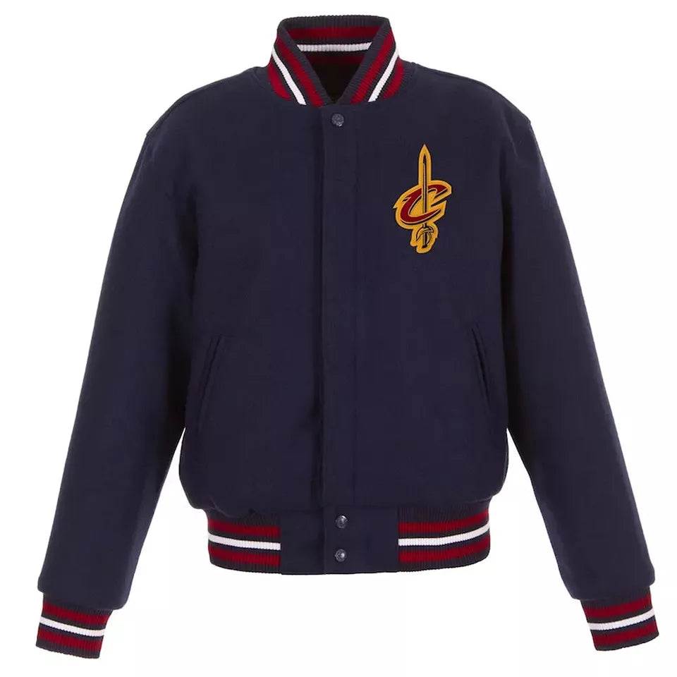 Letterman Cleveland Cavaliers Navy Blue All Wool Varsity Jacket - NBA