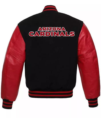 Arizona Cardinals Varsity Jacket Wool & Genuine Leather Sleeves black and red - NFL